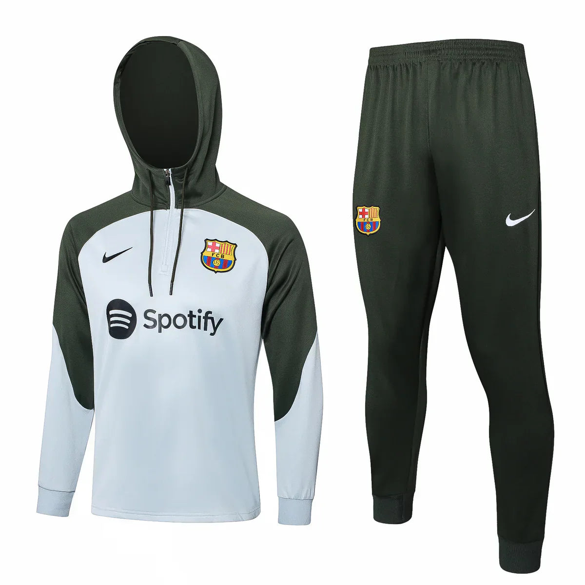 Barcelona White and Olive Green Chándal
