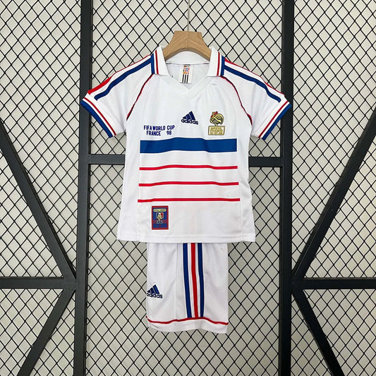 1998 Retro France Visitante Kit Talla Niño