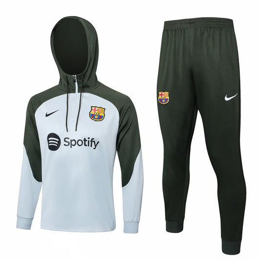 Barcelona White and Olive Green Chándal